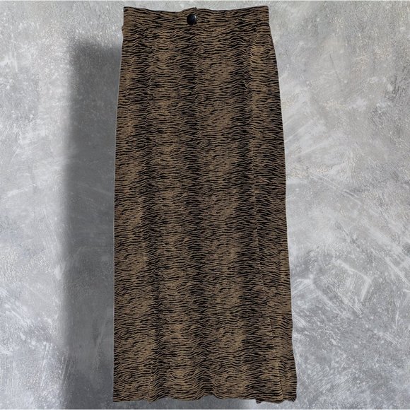 VINTAGE Grunge Susan Lawrence Slinky Travelers Knit Style Tiger Print Skirt Set - Picture 2 of 11